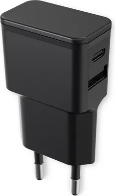 Produktbild von Fontastic Universal Netzteil Dubi, 1x USB-A + 1x Typ-C, 2,4A 5V / 2.4A, kompaktes Design, schwarz