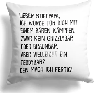 Produktbild von 22Feels Stiefvater Geschenk Vatertag Geburtstag Bonus Papa Stiefpapa Kissen Deko Männer Herrentag Dekoration Patchwork Wohnaccessoires Wohnzimmer Schlafzimmer Couch