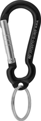 Schwarzer Materialkarabiner von Aliens mit einem Durchmesser von 6 cm und einem Schlüsselring.