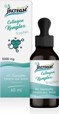 Produktbild von Liposomale Collagen Tropfen hochdosiert - (150.000mg Collagen pro Packung) 5000mg Collagen pro Tagesdosis mit 10.000µg Biotin und 1000µg Keratin