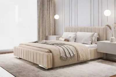 Produktbild von Bett Imperia 200x200 cm, Polsterbett mit Metallrahmen, Bettgestell mit Bettkasten, Riviera-Stoff, Beige