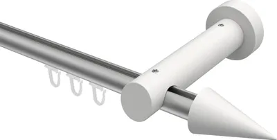 Produktbild von Interdeco Innenlaufstange / Gardinenstange mit Innenlauf Silbergrau / Weiß, Typ Talent Siveo (Kegel), 20 mm Ø 1-läufig, 260 cm