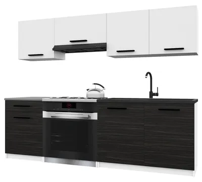 Immagine prodotto di Belini - Angolo cottura moderno ITALIA 1 - Mobili da cucina 180 cm bianco-ebano opaco - Cucina componibile con pensili, mobili base e piani di lavoro