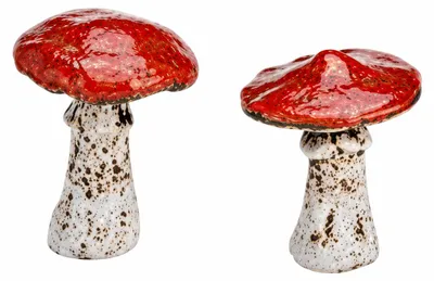 Produktbild von 2er Set Keramik-Pilze in Rot, ca. 8 x 8 x 9 cm