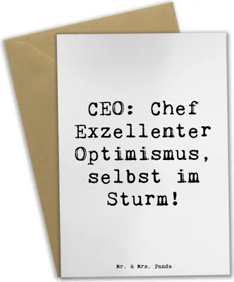 Produktbild von Mr. & Mrs. Panda Grußkarte Spruch CEO Optimismus - Weiß - Geschenk, Berufsalltag, osterkarte, Beruf, Humor, Geschenke mit Herz, einladungskarten, Exekutivverantwortung