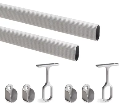 Obrázek produktu pro Sada kolejnic do skříněk Emuca 2 x 1,15 m s držáky, hliník a zamak, matně eloxované