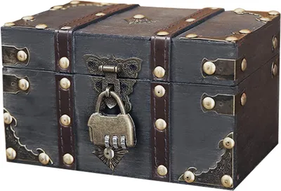 Imagen del producto de Caja de madera vintage, 18 x 11 x 10 cm, caja de pirata, para guardar juguetes