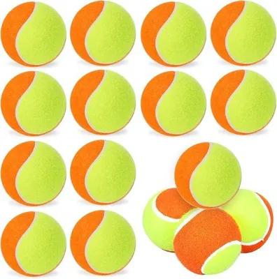 Image de Balles de tennis pour débutants, orange, Rebound, Ø 6,35 cm, haute qualité, idéales pour l'entraînement des enfants et les exercices sportifs, lot de 16