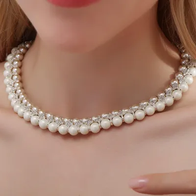 Produktbild von Perlenkette für Damen, Kunstperlen Choker Halskette, für Party