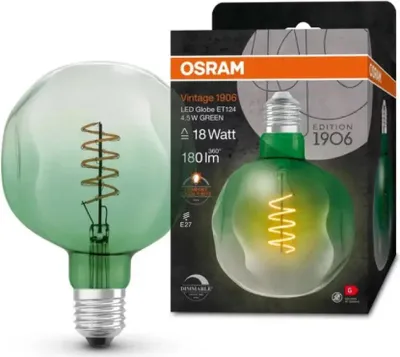 Image de 1906 Led Et124 Clair Fil Vert Var 4.5w E27 Chaud - Osram
