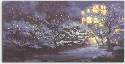 Produktbild von Coloray - Glasbild - 100x50 cm - Wandbild - Glasbilder - Nachtlandschaft Wintergasse im Park