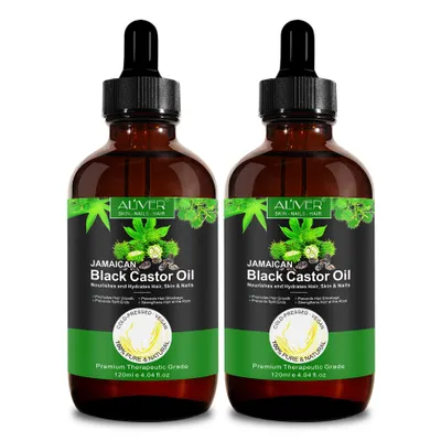 Produktbild von Jamaican Black Castor Oil Rizinusöl Schwarz Kaltgepresst 100% Rein Natürlich Vegan Haaröl Hautöl Wimpern Augenbrauen Haarpflege Haarwachstum 2x 120ml
