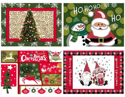 Platzdeckchen-Set 4er, Polyester, 32x45 cm, Weihnachtsmotiv