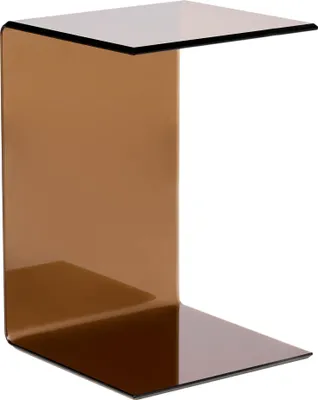 Obrázok produktu pre BELIANI Odkladací stolík hnedý priehľadný 40 x 61 cm Bezpečnostné sklo Ľahko prenosný Multifunkčný Obdĺžnikový Minimalistický Skandinávsky štýl