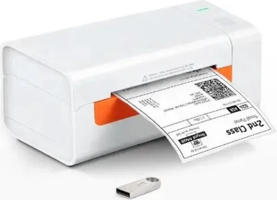 Obrázek produktu pro Termální tiskárna štítků Happyment - USB - 60 štítků/min - 203 DPI - Bílá - Pro tisk přepravních štítků, čárových kódů a identifikačních štítků
