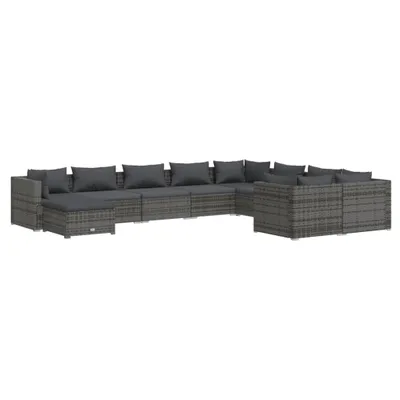 Obrázek produktu pro vidaXL 10dílná zahradní lounge souprava s polštáři Poly Rattan Grey
