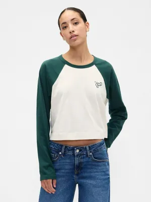 Produktbild von GAP Kurz geschnittenes Langarm T-Shirt mit Rundhalsausschnitt und Logo, Größe M
