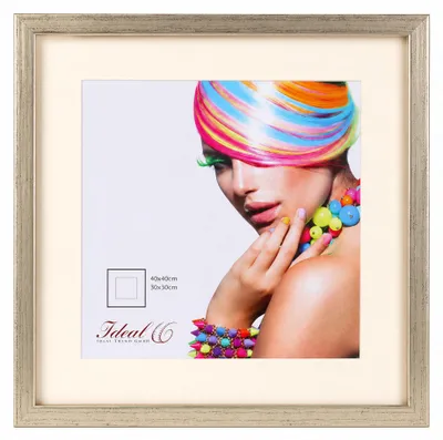 Produktbild von 3D Objektrahmen Holz Bilderrahmen quadratisch Wanddeko Collage Poster Fot Rahmen - Farbe: Silber-Antik | Format: 40x40