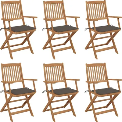 Produktbild von Klappbare Gartenstühle 6 Stk. mit Kissen Massivholz Akazie