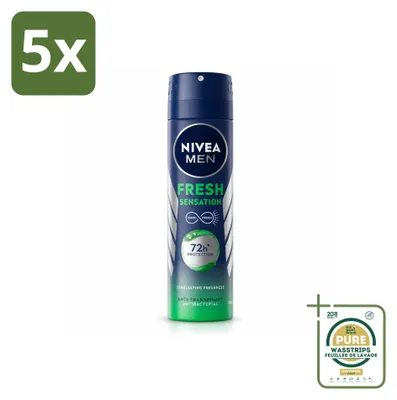 Imagen del producto de 5 unidades de desodorante en spray NIVEA MEN Fresh Sensation, 150 ml, pack ahorro