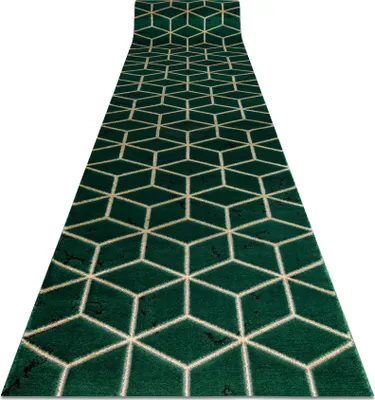 Zdjęcie produktu dla Chodnik EMERALD ekskluzywny 1014 glamour, stylowy kostka butelkowa zieleń / złoty 80 cm zielony 80x120 cm