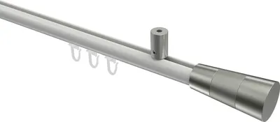 Produktbild von Interdeco Innenlaufstange / Gardinenstange mit Innenlauf Weiß / Edelstahl-Optik, Typ Sonius Tanara (Konus Bicolor) Deckenmontage, 20 mm Ø 1-läufig, 220 cm
