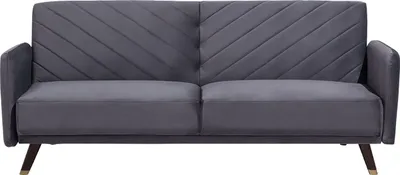Zdjęcie produktu dla BELIANI Sofa rozkładana szara welurowa 3-osobowa z funkcją spania glamour