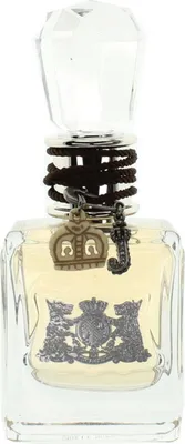 A clear, front-facing studio shot of a Juicy Couture Eau de Parfum bottle.