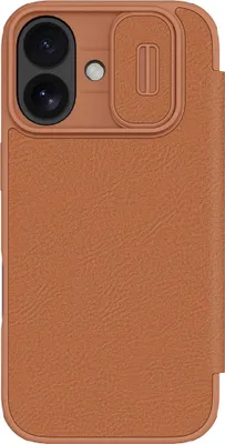 Produktbild von Handyhülle mit Klappe und Kameraschutz für iPhone 17, Nillkin Qin Pro, Braun
