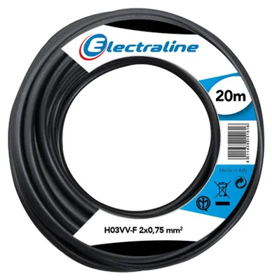 Zdjęcie produktu dla Kabel spiralny H03VV-F, 2 x 0,75 mm², długość 20 m, czarny