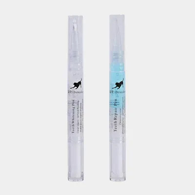 Produktbild von Zahnreinigungsset für Haustiere, Zahnsteinentferner für Hunde und Katzen, Schönheitszahnbürste für Hunde/Katzen, 5 ml, Weiß + Blau (2 Stück)