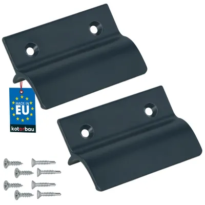 Obrázek produktu pro KOTARBAU® Sada 2 kusů: Vnější madlo pro balkonové dveře, 65x45 mm, madlo pro terasové dveře s výstupkem, madlo pro okna, montáž šrouby, materiál: hliník, barva: grafit