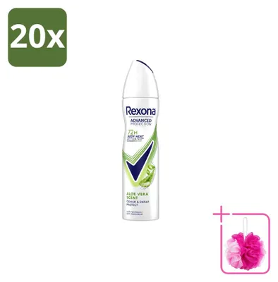 Obrázok produktu pre 20 kusov deodorantu Rexona vo spreji – vôňa Aloe Vera – 150 ml – balenie s 20 kusmi