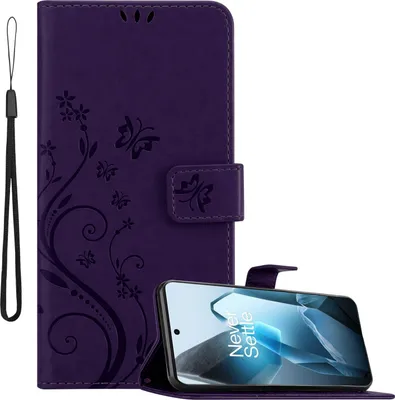 Immagine prodotto di Cadorabo cover per OnePlus 13 cover in FLORAL DARK PURPLE cover protettiva con design floreale con chiusura magnetica, funzione stand e slot per carte Book Case Cover