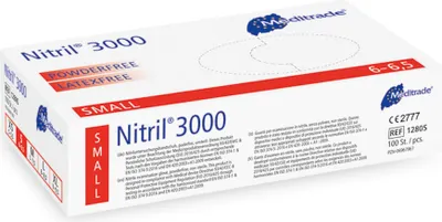 Obrázek produktu pro (1x100) Vyšetřovací rukavice nitrilové 3000, velikost S, nesterilní, bez prášku, bílé, Meditrade
