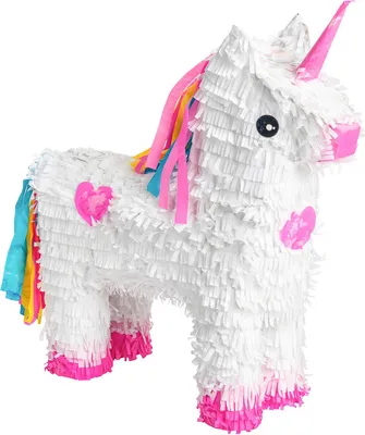 Produktbild von Pinatas Einhorn-Pinata aus Pappe – B43 cm x T13 cm x H55 cm – Weiß