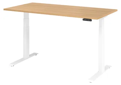 Produktbild von bümö Schreibtisch elektrisch XDKB - Größe: 160 x 80 cm, Gestell: Weiß, Nachbildung: Eiche