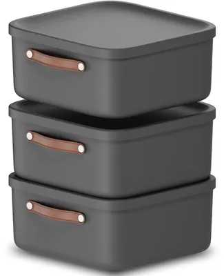 Produktbild von Rotho 3er-Set Aufbewahrungsbox 20 L Maloja - Kunststoffbox mit Deckel - Stapelbox 39,5 x 38,0 x 17,7 cm - Plastikbox Ordnungsbox Allzweckkiste