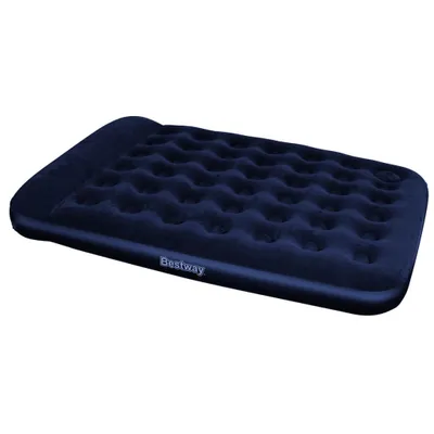 Produktbild von Bestway Luftbett Beflockt mit Integrierter Fußpumpe 203x152x28 cm