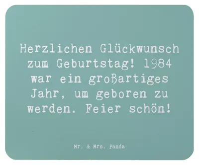 Produktbild von Mr. & Mrs. Panda Mousepad Spruch 1984 Geburtstag - Meeresbrise - Geschenk, Geboren am, Mauspad, Geburtstagsfeier, Alter, Erinnerungen, mousematte, laptop, Glückwunsch