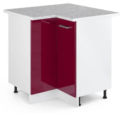 Produktbild von Eckschrank für Hausrat Vicco R-Line Bordeaux Hochglanz 75.6 cm mit Tür, mit Arbeitsplatte, Model 41984