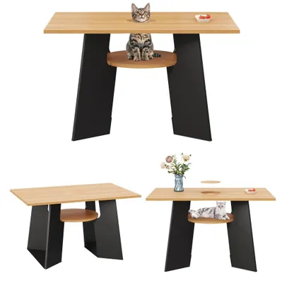 Image de Table de salle à manger, adaptée aux animaux de compagnie - 130 x 85 x 75 cm - Panneau de particules - Design moderne - Pour 6 personnes