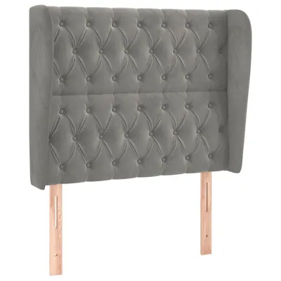 Produktbild von vidaXL Kopfteil mit Ohren Hellgrau 93x23x118/128 cm Samt