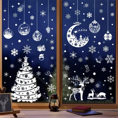 Produktbild von Fensterbilder Weihnachten Selbstklebend 287 Stück Schneeflocken Fensterdeko PVC Wiederverwendbar