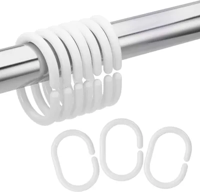 Produktbild von Duschringe für Duschvorhangstangen,Stabilem Duschvorhang Ringe,Duschvorhang Haken Ringe,(White)