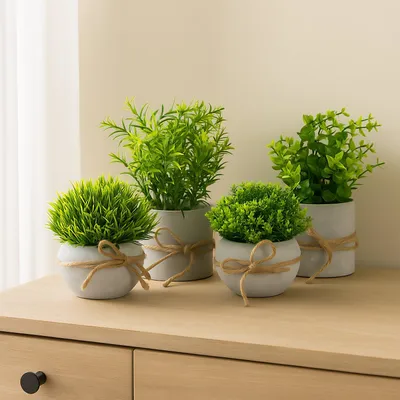 Immagine prodotto di Set di piante artificiali, piccole decorazioni in plastica in vasi