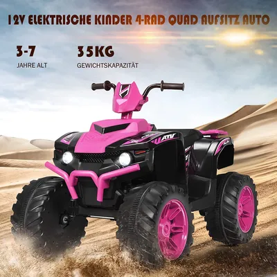 Produktbild von COSTWAY 12V Elektro Kinderquad mit Scheinwerfer, Mini Elektroquad mit Musik & Hupe, 4 Räder Kinder Quad 2,8-5 km/h, Elektroauto für Kinder ab 3 Jahren (Rosa)