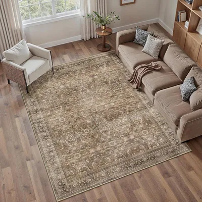 Productafbeelding van Groot, wasbaar vloerkleed, vintage stijl, 160x230 cm, geschikt voor de woonkamer