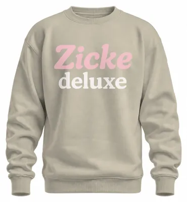Productafbeelding van "Zicke Deluxe" - Vrolijke en opvallende trui/pullover voor dames, roze pastelkleur, met een grappige tekst, maat XL