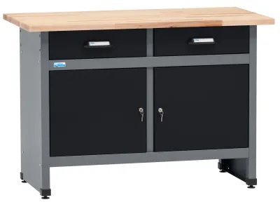 Produktbild von Küpper Werkbank 12059, 120x84x60 cm, 2 Schubladen, 2 Türen, 300 kg Traglast, 30 mm massive Buchenarbeitsplatte